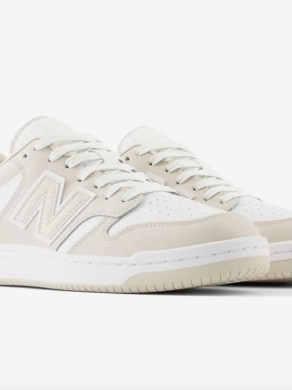 New Balance Low-Top Sneakers in Cream & White Accents